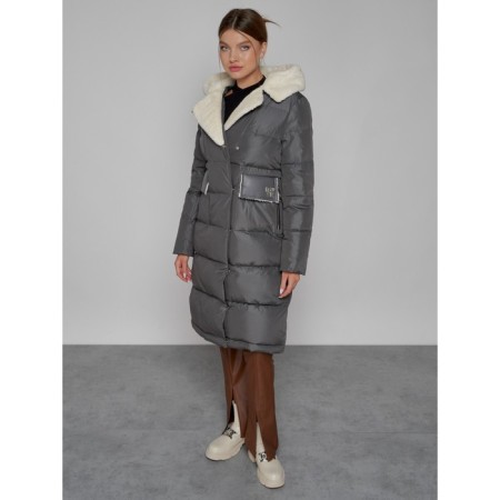 Coat insulated winter female, size 52, dark gray color-8