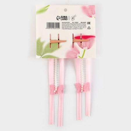 Hair clips with a bow "for a cute lady", 2 pcs., 4 x 15 cm-4