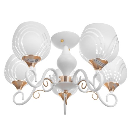 Chandelier "Patricia" 5x40W E27 white, gold 56x56x35cm