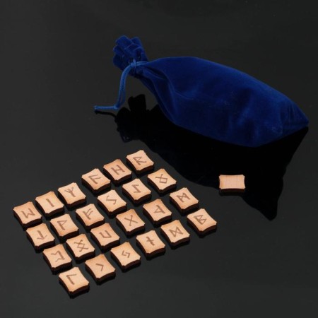 Runes for fortune telling "Scandinavian", 25 pcs, natural oak, bag-4