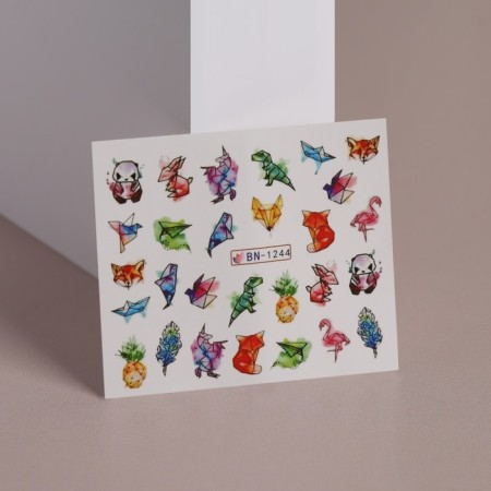 Slider - Nail Design "Watercolor Graphics", packing 6 pcs, multi -colored