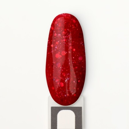 Gel nail polish "Red Boom", with sparkles, 3 phase, 8 ml, led/uv, color (85)-13