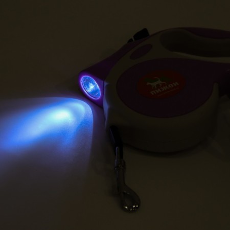 Roulette "Pigzon" with a flashlight, rubberized pen, 5 m, lilac-3