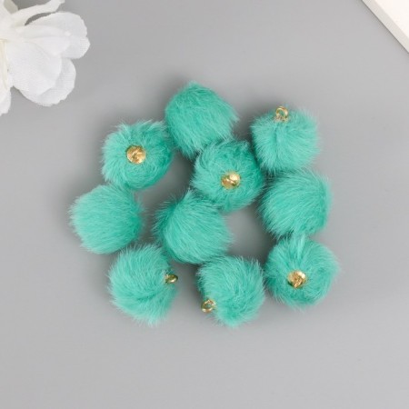 Decor for creativity Artificial fur "Ball" turquoise set 10 pcs, d = 2 cm-2