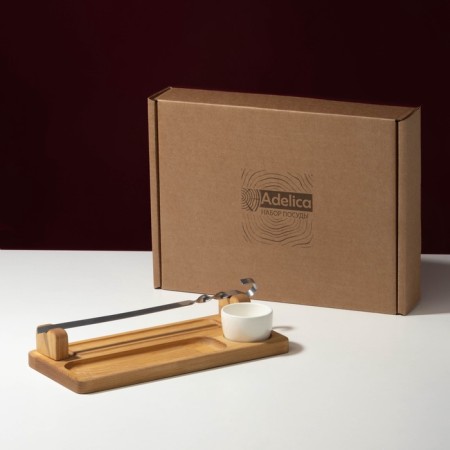 Board for serving, metallic skewer, saucepan, 30 × 14 cm, birch, soaked in mineral oil