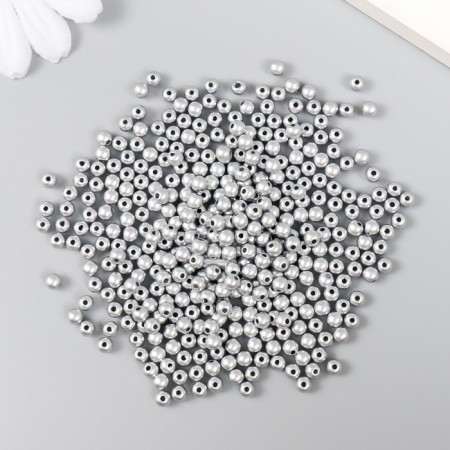 Set of beads "needlework" plastic, diameter 4 mm, 25 g, silver-1