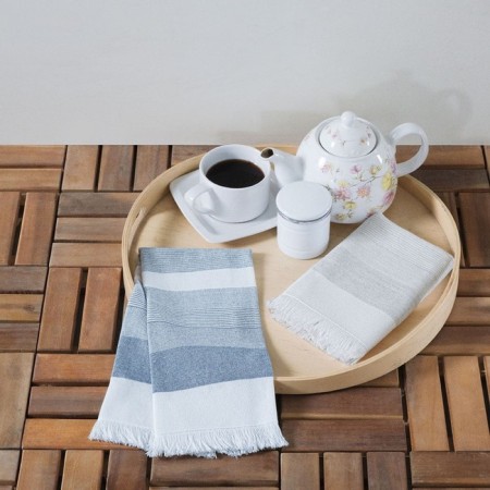 Set of kitchen towels, size 40x60 cm, color light gray blue 2 pcs