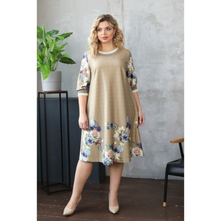 Female dress, size 52, beige color-7