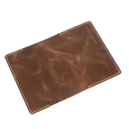 Cover for a passport with pockets, brown color