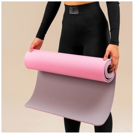 Fitness and yoga mat, 183x61x0.6 cm, gray/pink color-7
