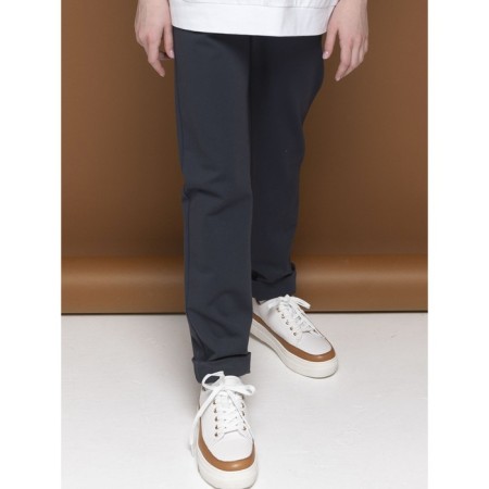 Pants for girls, height 128 cm, dark gray color