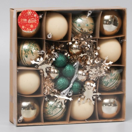 Set of balls plastic D-6 and 2.5 cm, 21 pcs “Vacations” Assorted silk, tinsel 1 m, mix-1