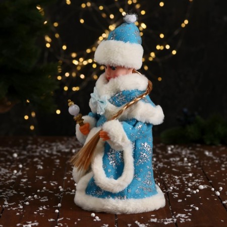 Snow Maiden "Fluffy fur coat with a bow and a flashlight" moves, 30x14 cm, blue-3