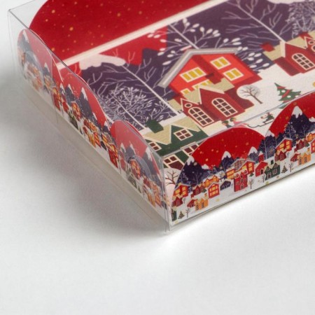 Box for confectionery products with PVC Carousel cover, 10.5 x 21 x 3 cm, new year-3