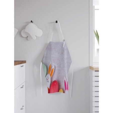 Apron kitchen with a photo print "Painted eggs with ears", adjustable, size OS-1