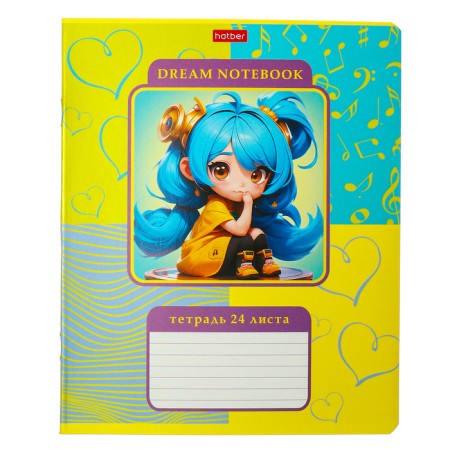 Notebook 24l Kl girl anime, region charts, rounded angles, bl 65 g/m2, mix-3