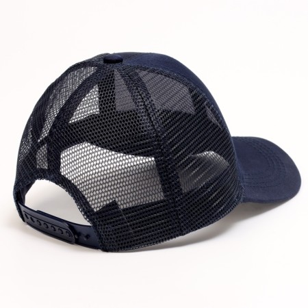 Baby cap for a boy with a grid, dark blue color, rr 54-8