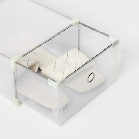 Shoe storage box Large Size sharing 21 × 33.5 × 12 cm, 3 pcs, white color-8