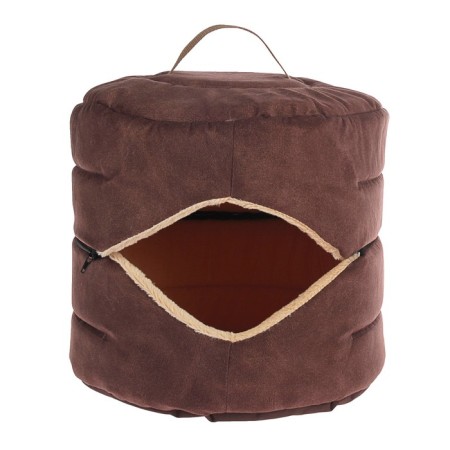 A house transforming in 2 stoves, 33 x 29 x 29 cm, furniture fabric, brown-2