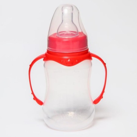 A bottle for feeding, a classic throat, 150 ml., From 0 months, fitted, with handles, color mix-2