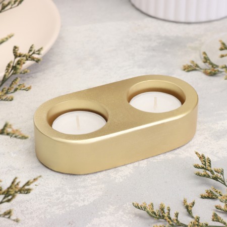 Gypsum Climber from gypsum for two candles oval, 12x6x3cm, gold