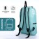 A backpack with a zipper, an outer pocket, 2 side pockets, a turquoise color
