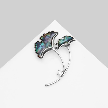 Brooch "Galiotis" flowers-zontics, green color in silver