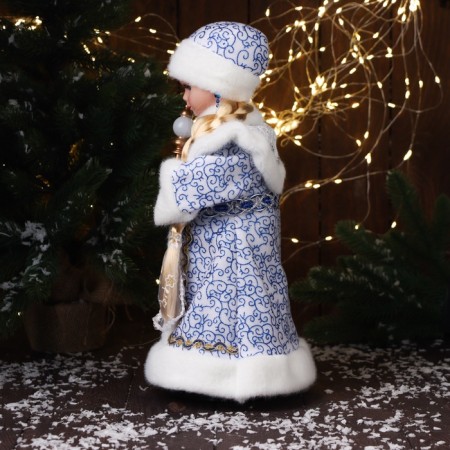 Snow Maiden "In a fur coat with an ornament" moves, with backlight, 40x20 cm, blue-2