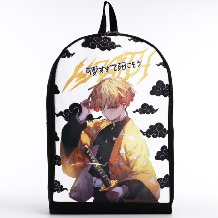 Backpack school textile "anime", 38x14x27 cm, black color, white-2