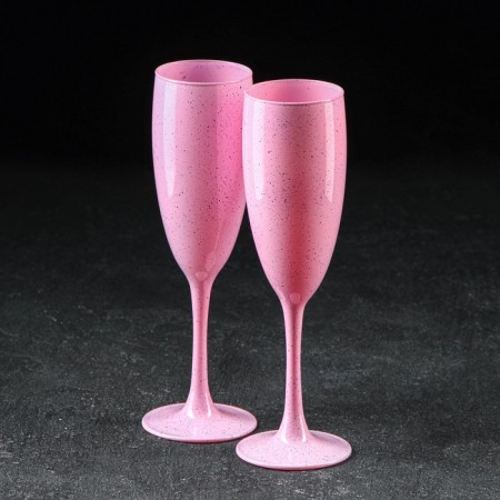 A set of glasses for champagne "Dawn Rock", 170 ml, 2 pcs, pink color
