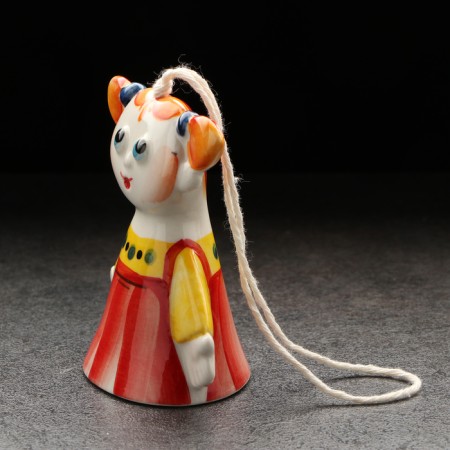 Porcelain bell "Girl", copyright painting, 9 cm-1