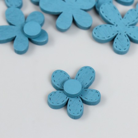 Decor for creativity tree "Chamomile and core" set 10+10 pcs Blue 2.3x2 cm-3