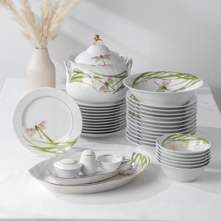 Service table porcelain "Dragonfly", 37 items, 2 types of plates