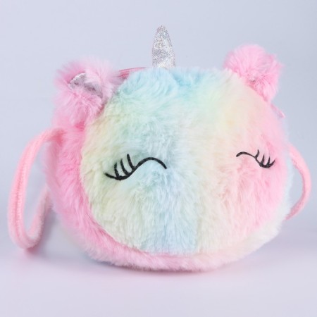 Plush handbag "unicorn" on the lace, the color is pink-2