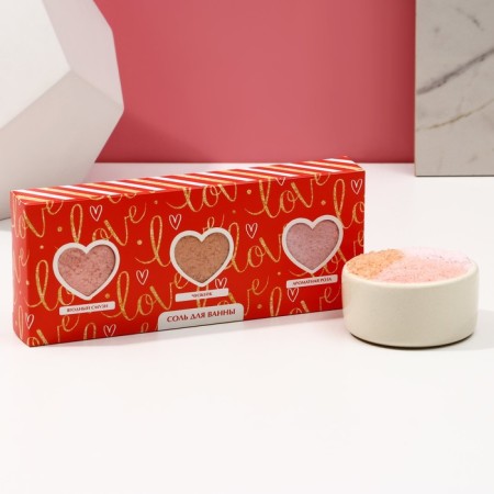 Gift set of Love cosmetics, bathtub salt 3 x 100 g, pure happiness
