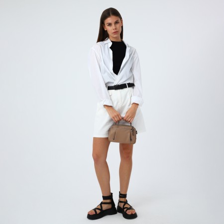 Cross-Bodi Bag on a zipper, beige color-1
