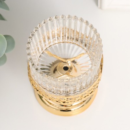 Casket glass, metal "corrugation and dome. Hearts" gold 6.6x6.6x13 cm-3