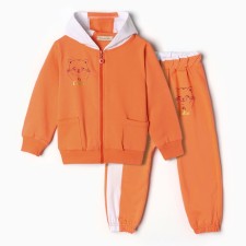 Kit for girls (sweatshirt, trousers), coral color, height 92 cm