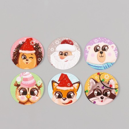 New Year Stick Paper "Santa Claus and Forest Beasts" d = 2.5 cm 252 pcs in roll-5