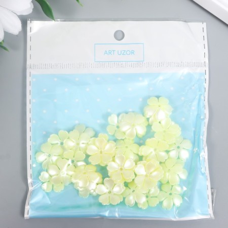Beads for creativity plastic "Flower Pearl" set 40 pcs white 1.5x1.5 cm-3
