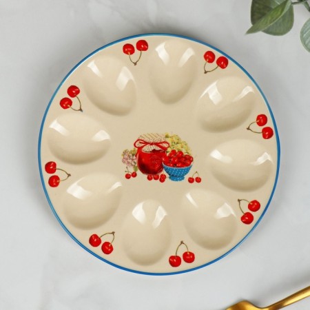 Ceramic stand for eggs “Cherry jam”, D = 19.5 cm-2