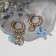 Earrings with the removable element "Transformer" Bear, blue color in gold