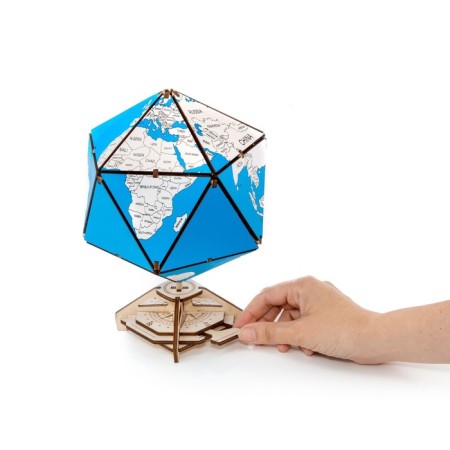 Designer Wooden 3D Ewa Globe Icosahedron with a secret (box, safe) blue-23