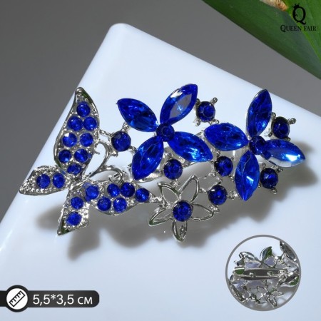 Brooch "Butterflies" blue -eyed, blue color in silver