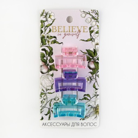 Hair crab 3 pcs. "Believe in youurself" 4.5 x 2.5 x 2.5 cm-1