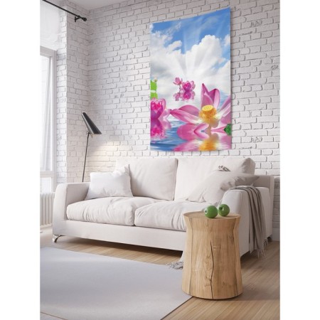 Decorative panel with photo printing "Delicate water lilies", vertical, size 150x200 cm