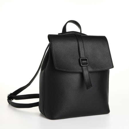 City backpack of artificial leather with lightning, black color