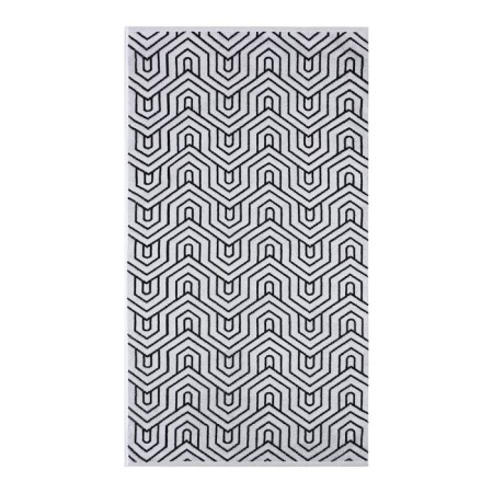 Terry Ethel "Ornament" white on black, 70x130 cm, 100% cotton, 420 g/m2-1