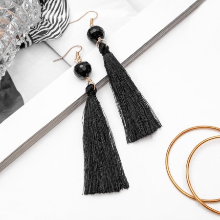 Earrings Assorted “brushes” disco, black color in gold, l brush 7 cm 39198