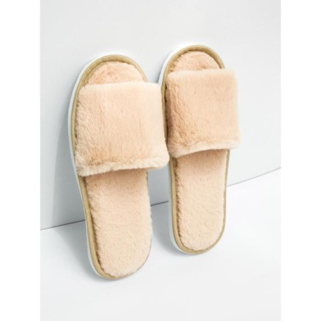Women's slippers open nose, size 36-38, beige color-1